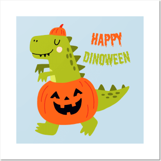 happpy halloween cute dinosaur Posters and Art